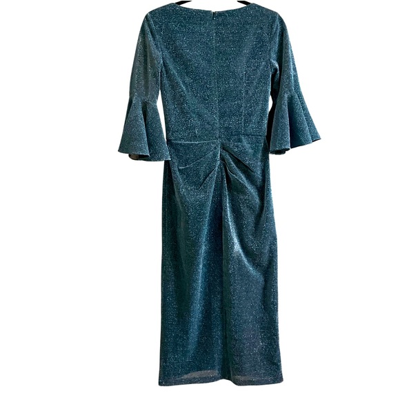 JS Collections Blue Glitter Midi Dress Women’s Petite - Picture 2 of 7